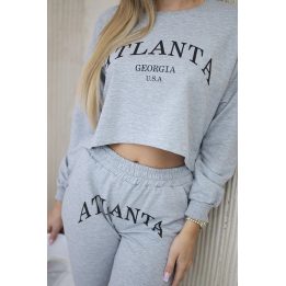 Moteriškas komplektas su „Atlanta“ užrašu, pilkas