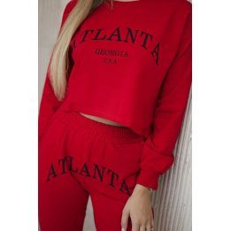 Moteriškas medvilninis komplektas su „Atlanta“ užrašu, raudonas