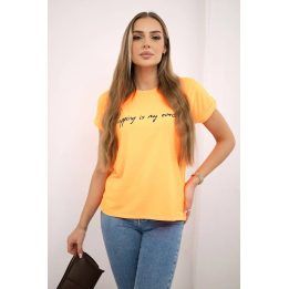 Moteriška palaidinė su užrašu „Shopping is my cardio“, oranžinė
