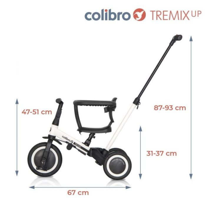 Vaikiškas 6 funkcijų triratukas Colibro Tremix Up, rožinis