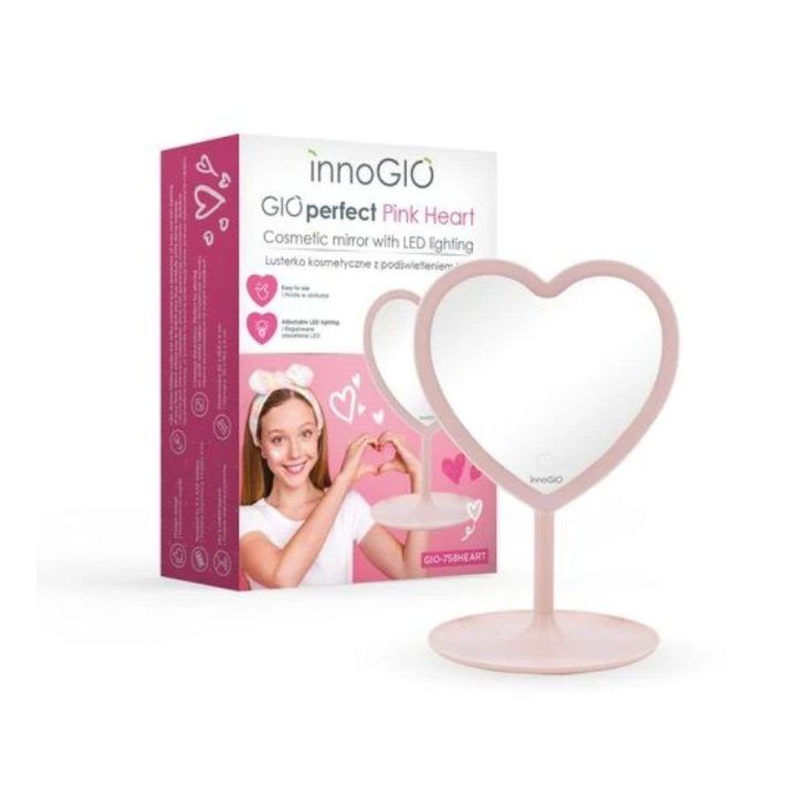 Širdies formos veidrodėlis mergaitėms InnoGio Gioperfect, rožinis