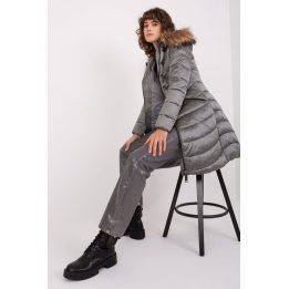 Moteriška striukė su kailiuku pamuštu gobtuvu TRENDY. ING, pilka