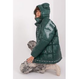 Moteriška dygsniuota striukė su gobtuvu TRENDY. ING, žalia