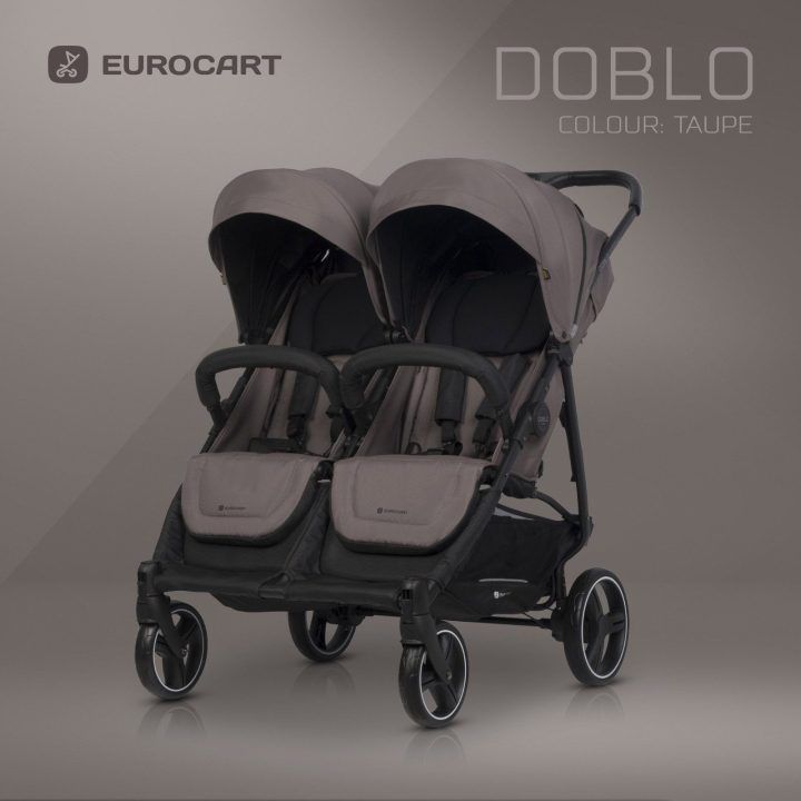 Dviejų vaikų sportinis vežimėlis Euro-Cart Doblo, pilkai rusvas