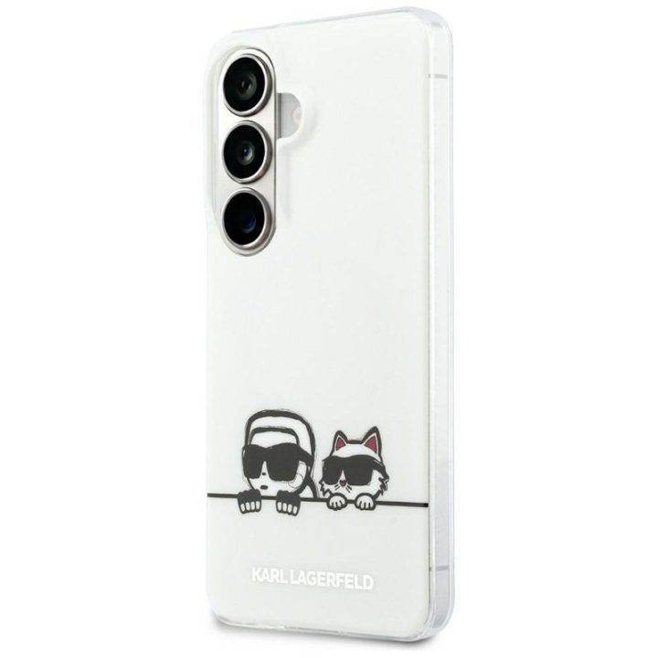 Dėklas Samsung Galaxy S26+ Karl Lagerfeld su Karl & Choupette motyvu, skaidrus