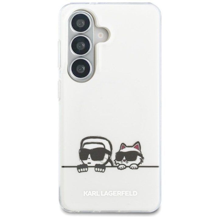 Dėklas Samsung Galaxy S26+ Karl Lagerfeld su Karl & Choupette motyvu, skaidrus