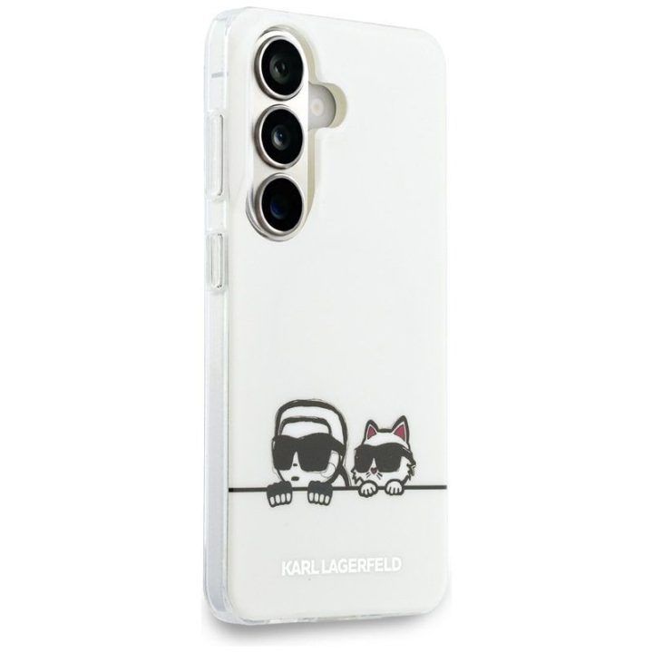 Dėklas Samsung Galaxy S26+ Karl Lagerfeld su Karl & Choupette motyvu, skaidrus