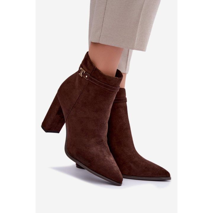 Moteriški aulinukai su 9,5 cm storu kulnu Step In Style, rudi