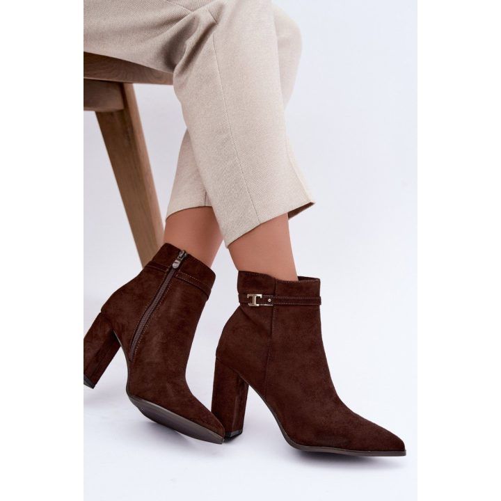 Moteriški aulinukai su 9,5 cm storu kulnu Step In Style, rudi