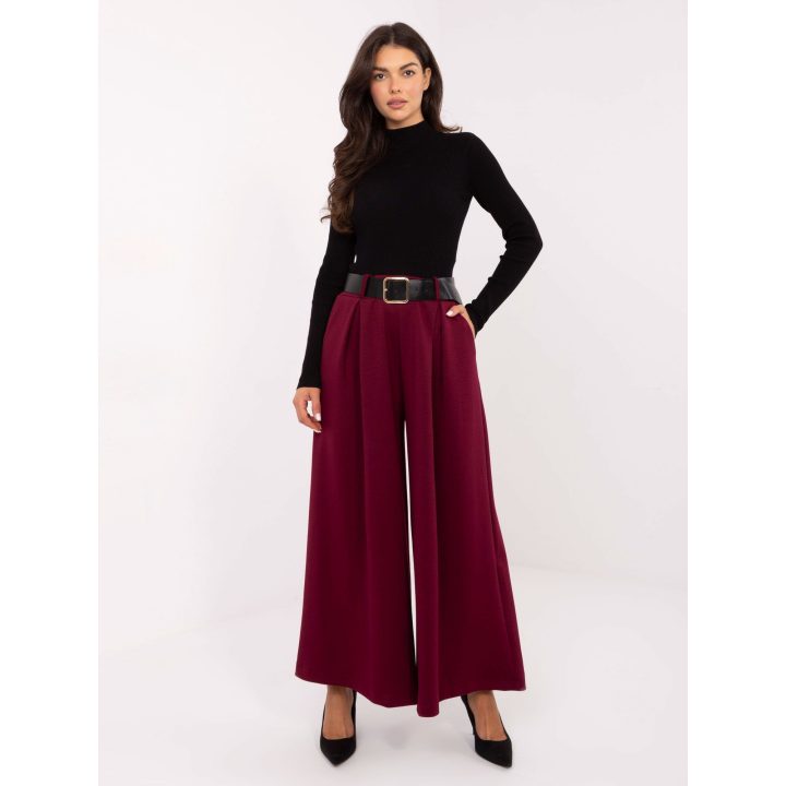 Moteriškos plačios palazzo kelnės Italy Moda, bordo