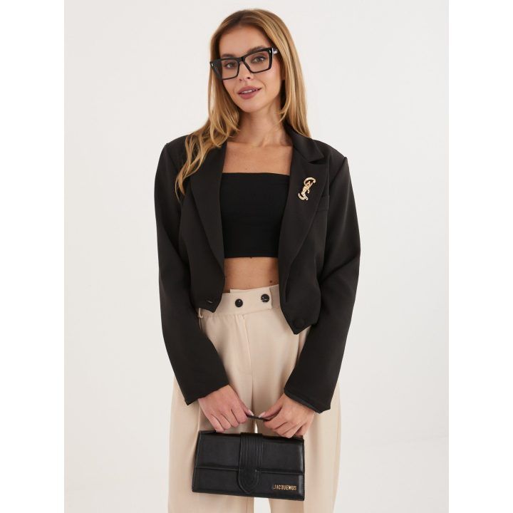 Moteriškas švarkas su sagomis Italy Moda, juodas
