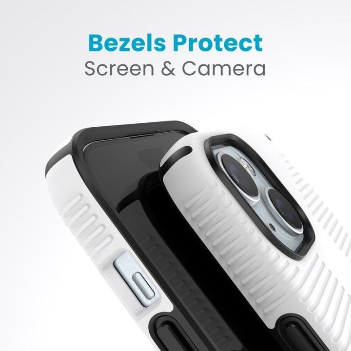 Speck Candyshell Grip MagSafe dėklas iPhone 17e/16e/15/14/13, balta