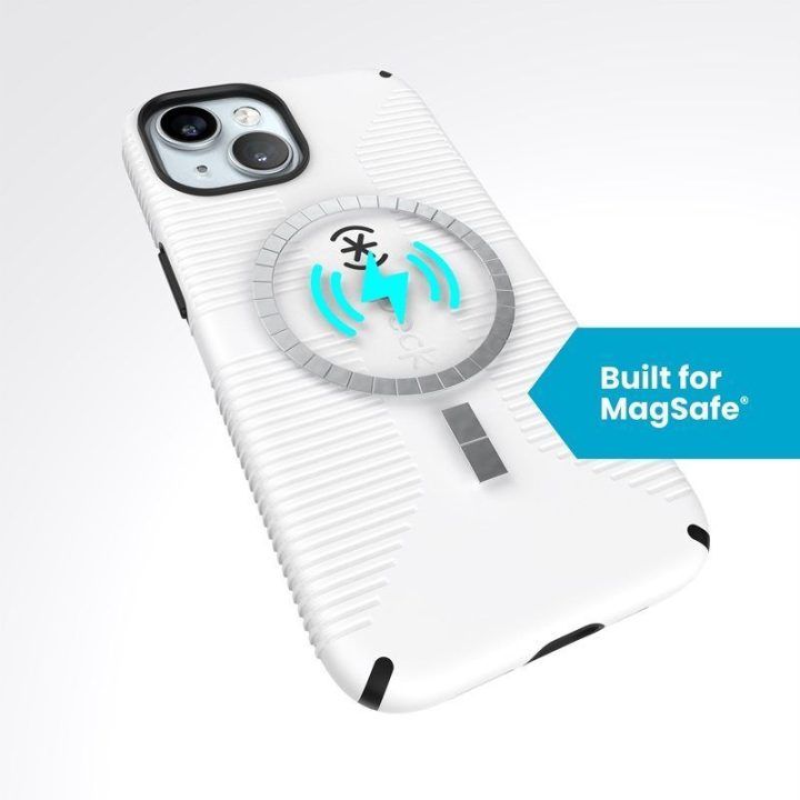 Speck Candyshell Grip MagSafe dėklas iPhone 17e/16e/15/14/13, balta