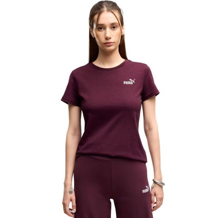 Moteriški medvilniniai marškinėliai Puma ESS Small No.1 Logo, bordo
