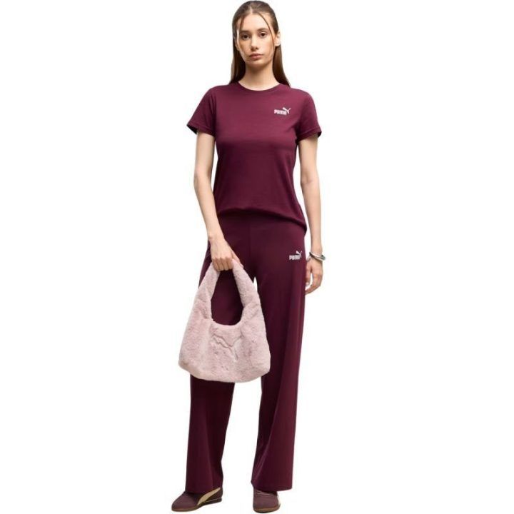Moteriški medvilniniai marškinėliai Puma ESS Small No.1 Logo, bordo