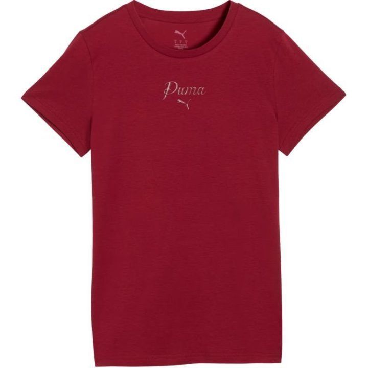 Moteriški medvilniniai marškinėliai Puma ESS Script Tee, raudoni