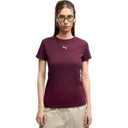 Moteriški medvilniniai marškinėliai Puma Ess Centered, bordo