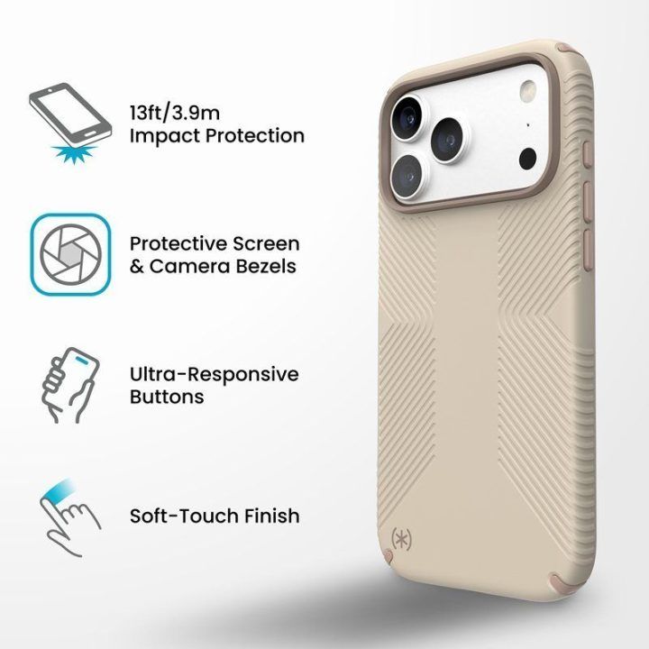 Dėklas iPhone 18 Pro / 17 Pro Speck Presidio2 Grip MagSafe, Papyrus