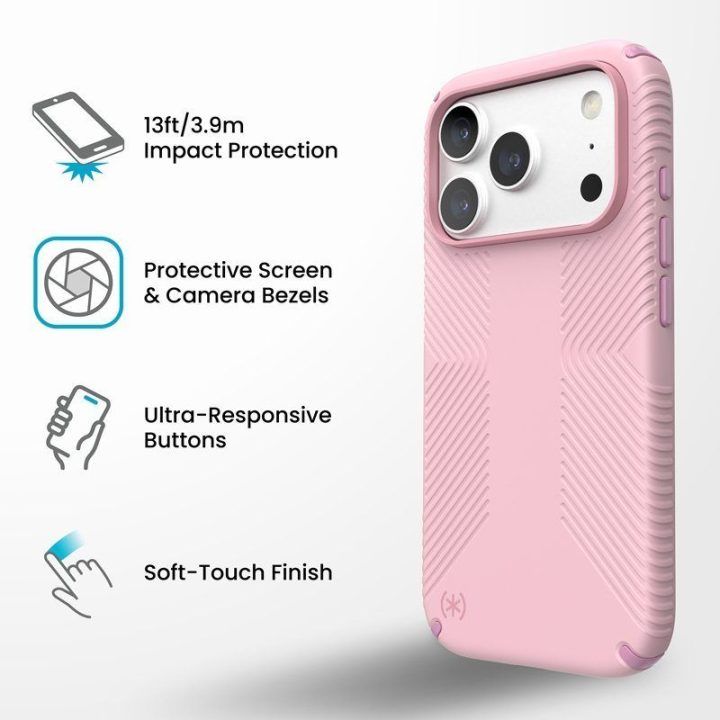 Dėklas iPhone 18 Pro / 17 Pro Speck Presidio2 Grip MagSafe, Quiet Blush