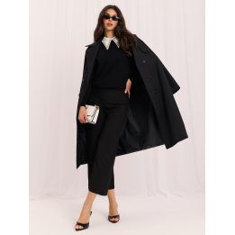 Moteriškas viskozės megztinis su apykakle Italy Moda, juodas