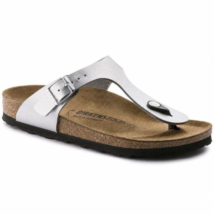 Moteriškos šlepetės per pirštą Birkenstock Gizeh, sidabro