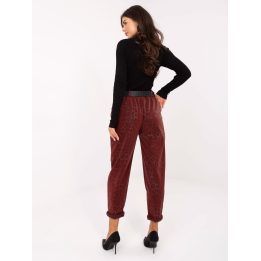 Moteriškos siaurėjančios kelnės Italy Moda, bordo