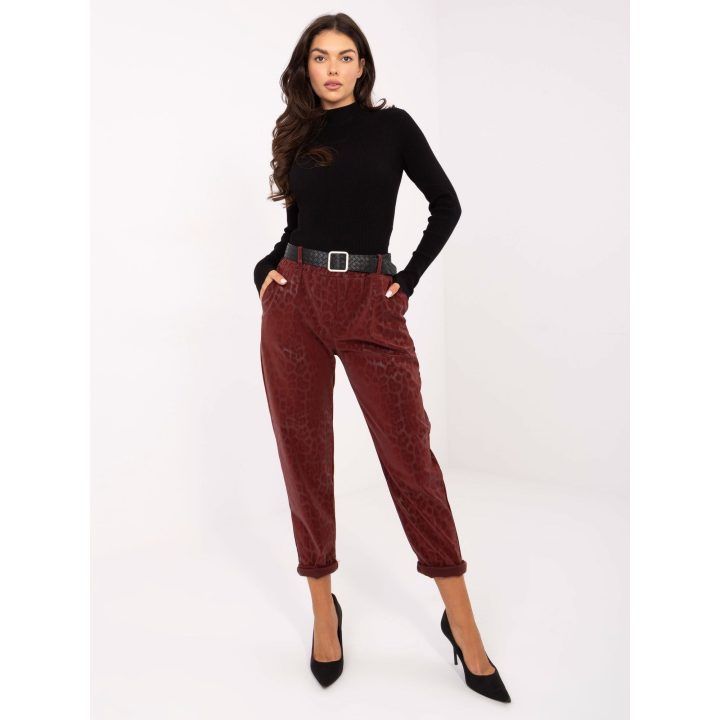 Moteriškos siaurėjančios kelnės Italy Moda, bordo