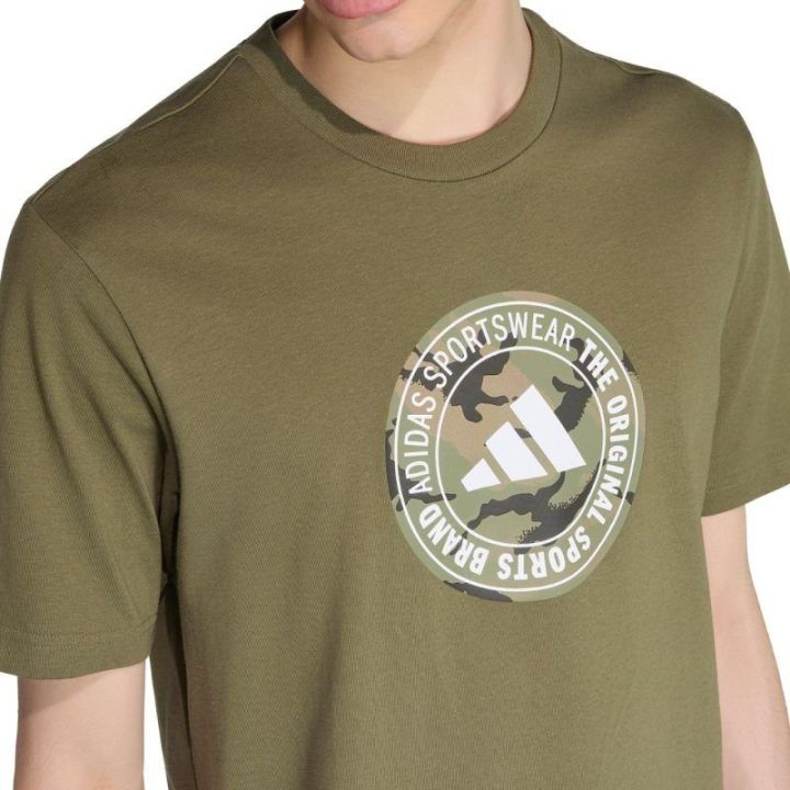 Vyriški medvilniniai marškinėliai adidas Camo, alyvuogių