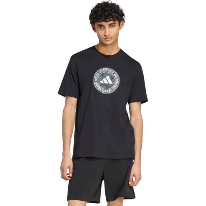 Vyriški medvilniniai marškinėliai adidas Camo Circle Graphic, juodi