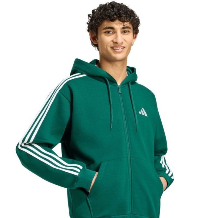 Vyriškas džemperis su gobtuvu ir užtrauktuku adidas, žalias