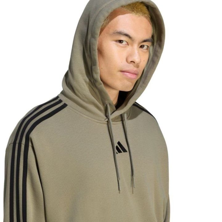 Vyriškas džemperis su gobtuvu adidas 3-Stripes, alyvuogių