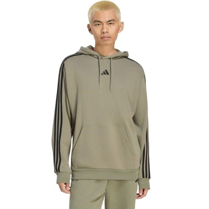 Vyriškas džemperis su gobtuvu adidas 3-Stripes, alyvuogių