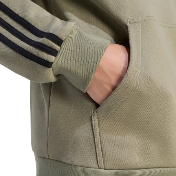 Vyriškas džemperis su gobtuvu adidas 3-Stripes, alyvuogių