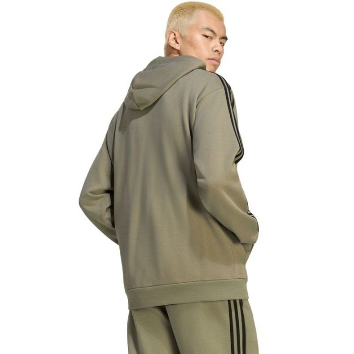 Vyriškas džemperis su gobtuvu adidas 3-Stripes, alyvuogių