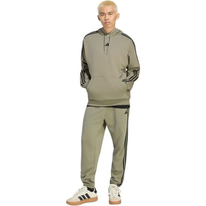 Vyriškas džemperis su gobtuvu adidas 3-Stripes, alyvuogių