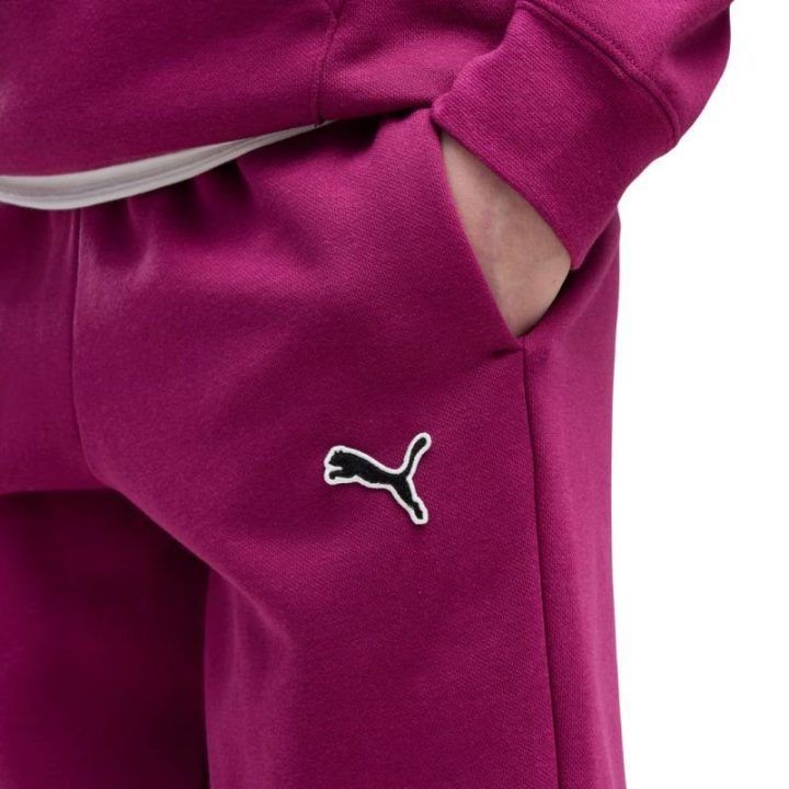 Vaikiškos medvilninės sportinės kelnės Puma ESS Elevated, purpurinės