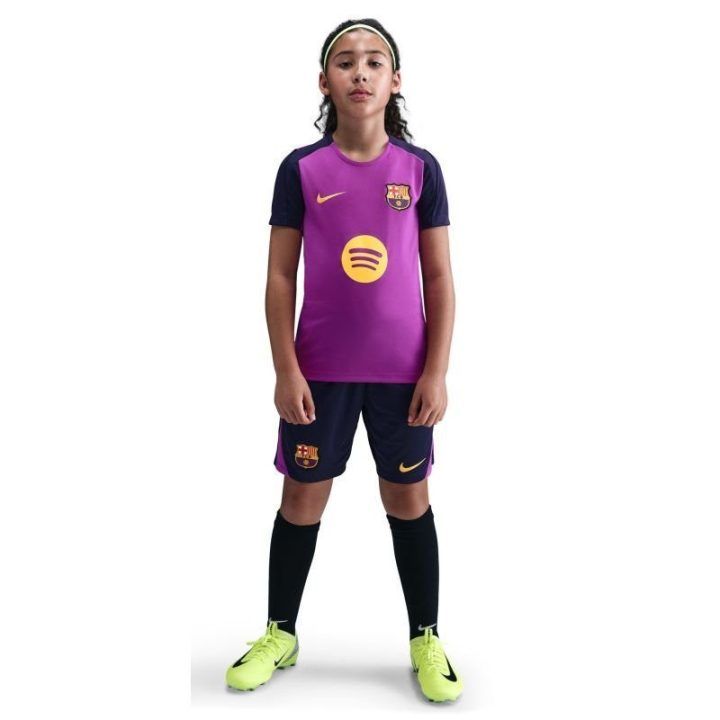 Vaikiški futbolo marškinėliai Nike FC Barcelona Strike, violetinės ir aukso spalvos