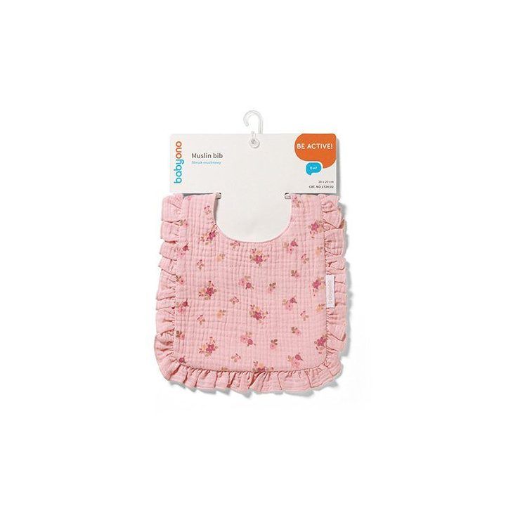 Muslininis seilinukas mergaitėms BabyOno, nuo gimimo, rožinis