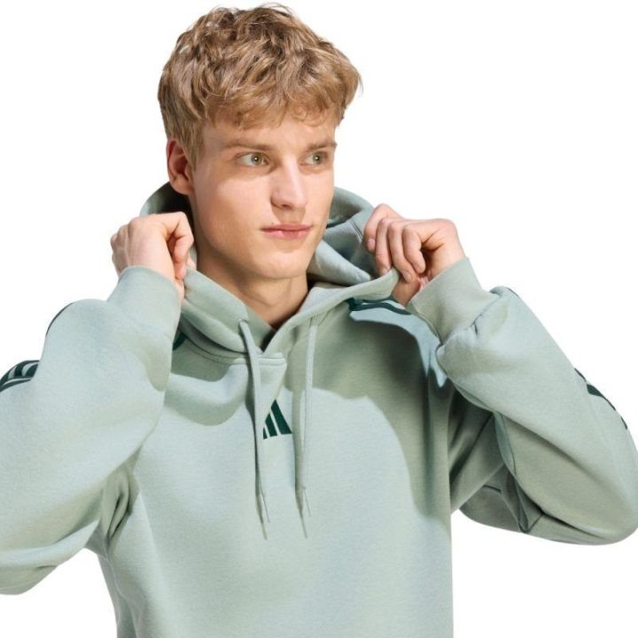 Vyriškas medvilninis džemperis su gobtuvu adidas, šviesiai žalias