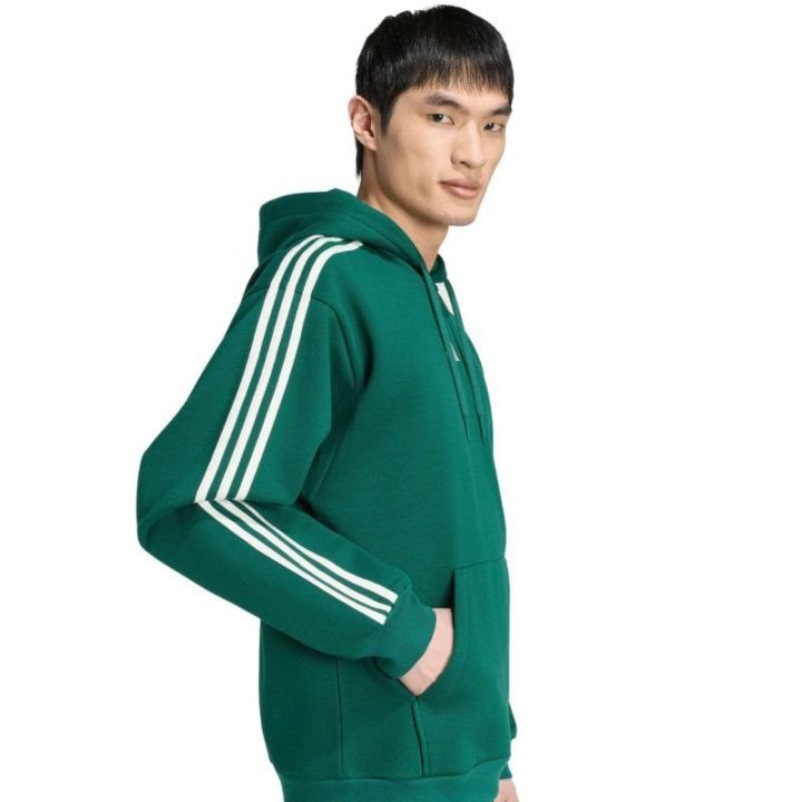 Vyriškas džemperis su gobtuvu adidas Essentials 3-Stripes, žalias