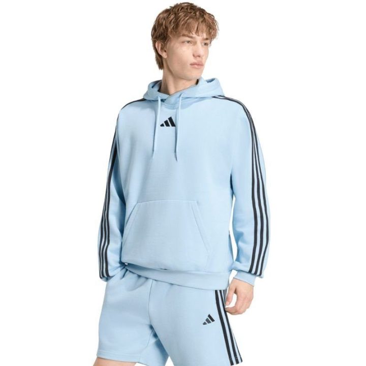 Vyriškas džemperis su gobtuvu adidas Essentials 3-Stripes, žydras