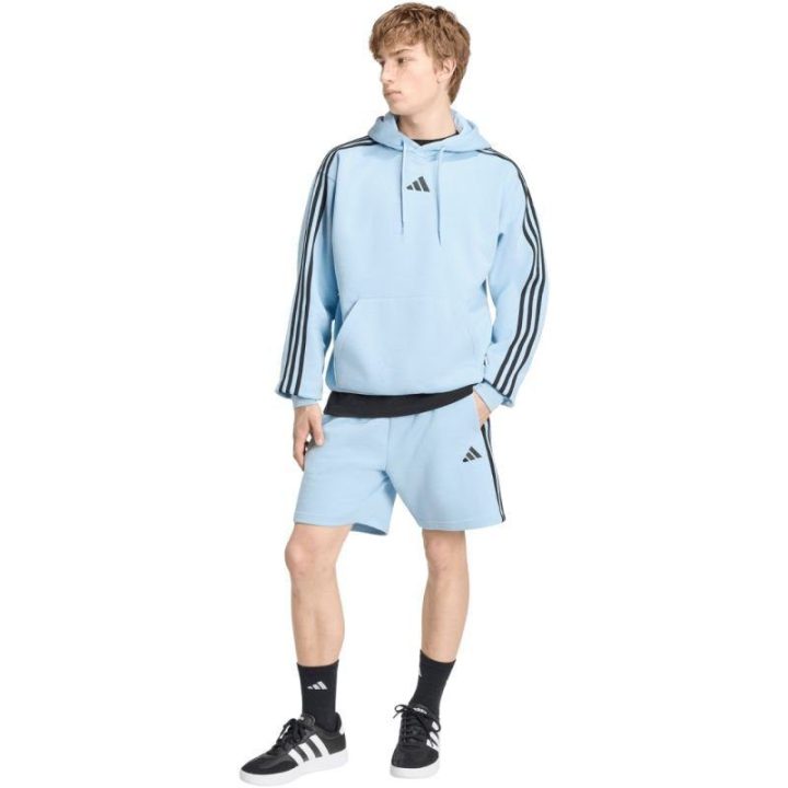 Vyriškas džemperis su gobtuvu adidas Essentials 3-Stripes, žydras