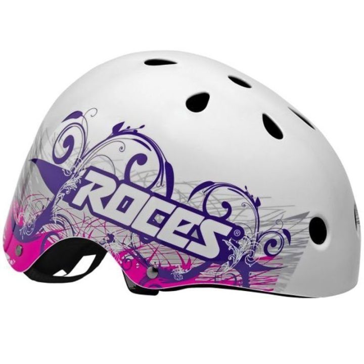Dviračio šalmas Roces Tattoo, baltas ir violetinis