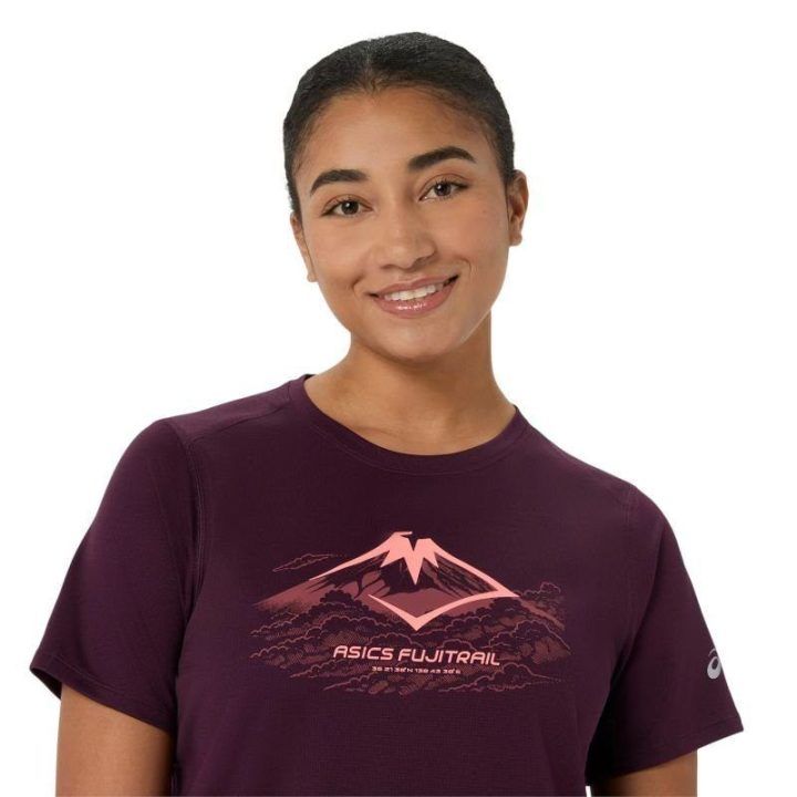 Marškinėliai bėgimui bekele ASICS Fujitrail Logo, bordo