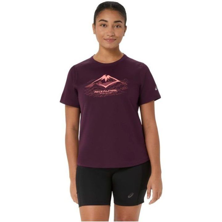 Marškinėliai bėgimui bekele ASICS Fujitrail Logo, bordo