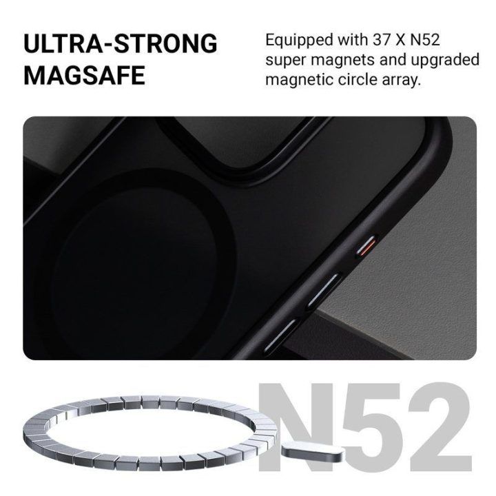 Dėklas iPhone 17e / 16e, juodas Crong Hybrid Frost MAG Cover