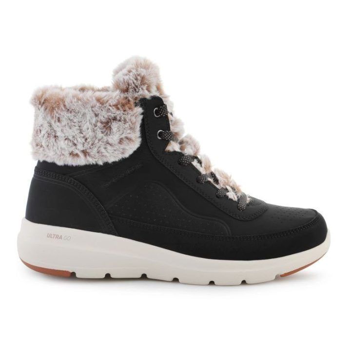 Moteriški pašiltinti žieminiai batai Skechers Glacial Ultra, juodi