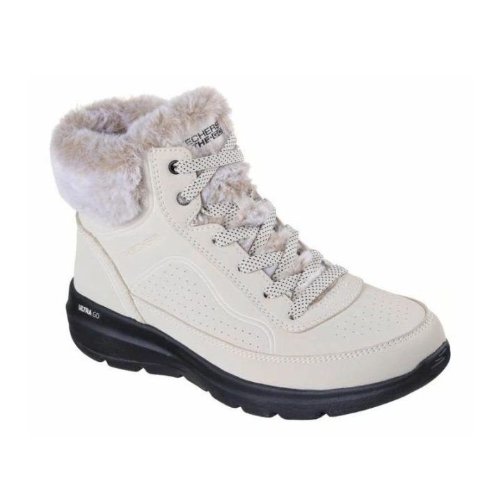 Moteriški žieminiai aulinukai Skechers Glacial Ultra, natūralių ir juodų spalvų