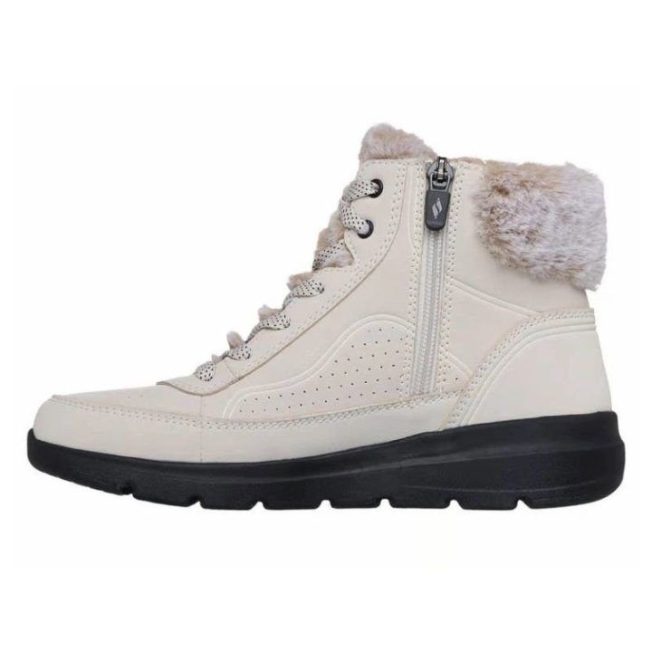 Moteriški žieminiai aulinukai Skechers Glacial Ultra, natūralių ir juodų spalvų