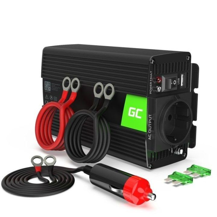 Įtampos keitiklis Green Cell, 12 V / 230 V, 300 W, juodas